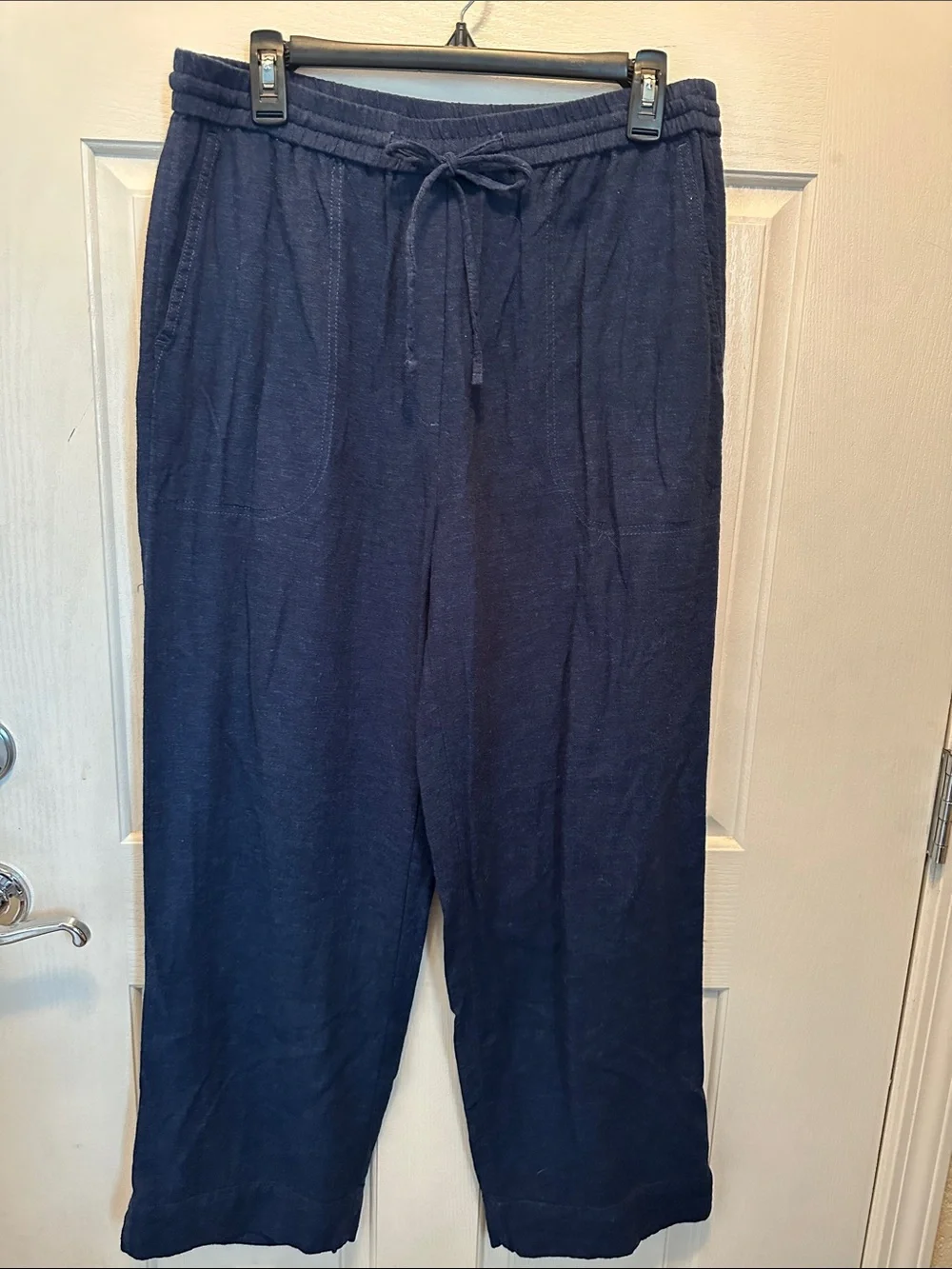 Banana Republic Navy Pants Straight High Rise Linen Blend Size M